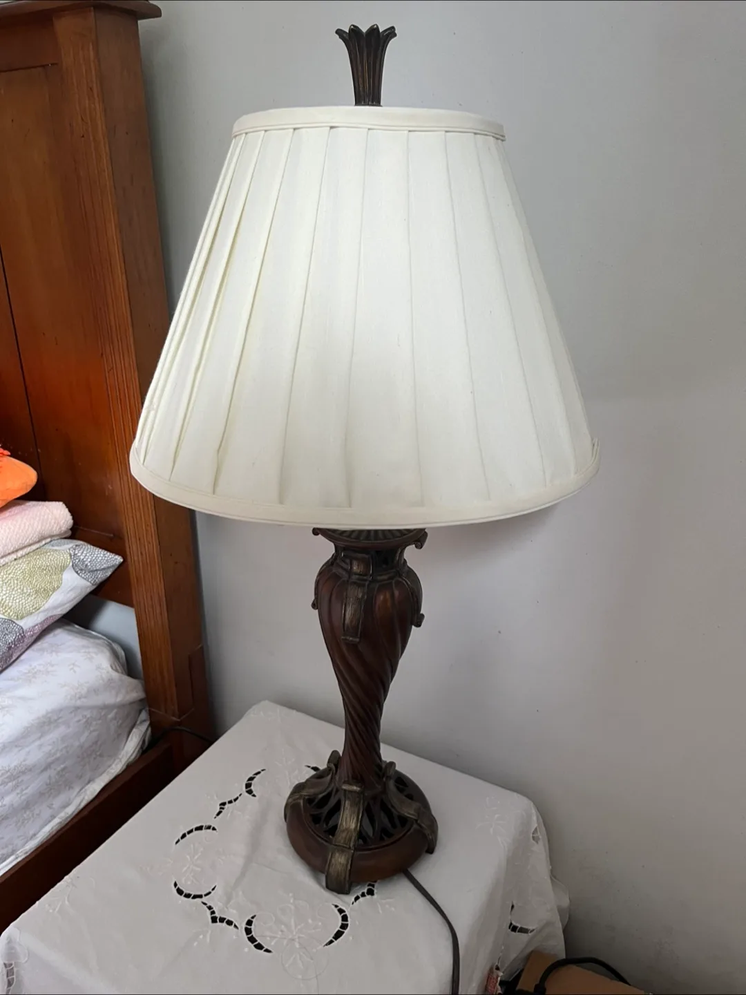 Solid Wood Table Lamp with White Shade thumbnail