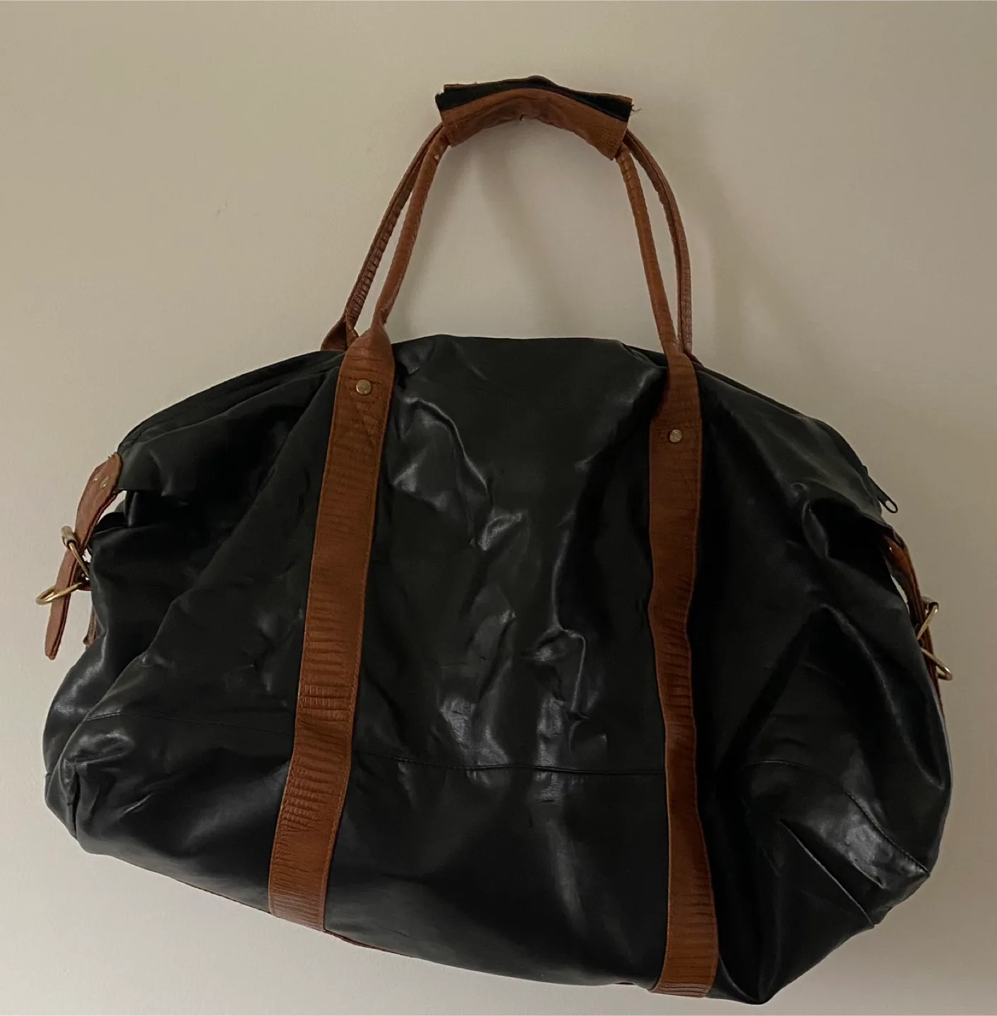 Black Leather Duffel Bag thumbnail