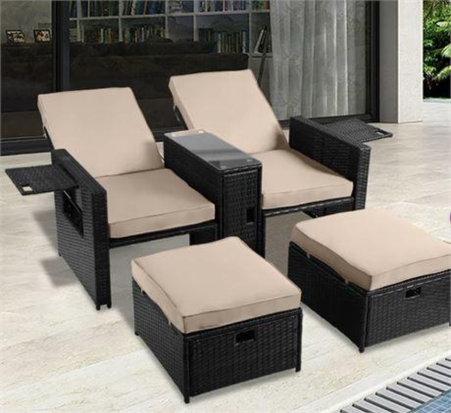 Outdoor Wicker Patio Furniture Set, 5 Piece - photo 2