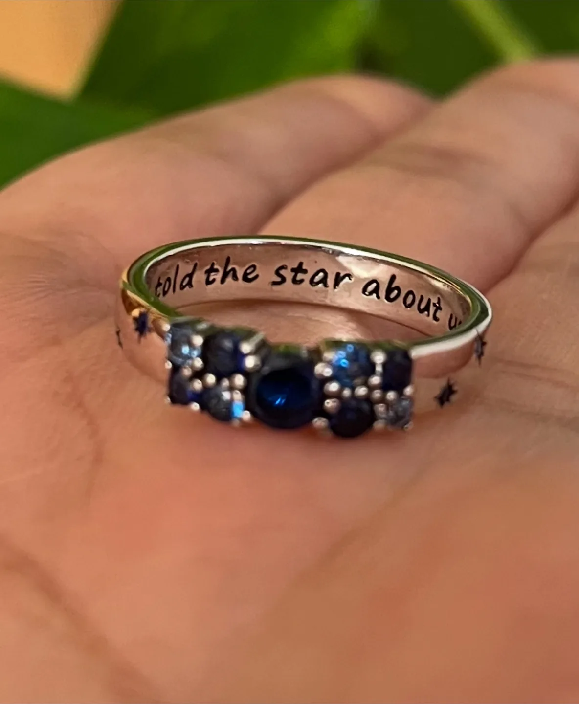 Blue Stone inspirational  Ring. Size 8 thumbnail