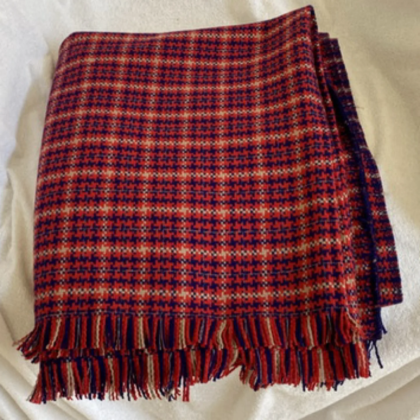 New Red & Blue Throw Blanket Wool thumbnail