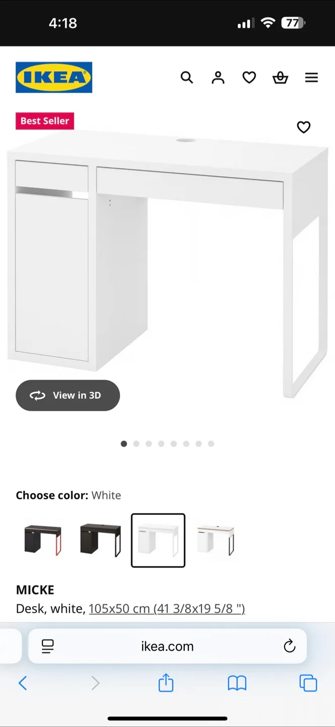 IKEA Micke Desk - White thumbnail