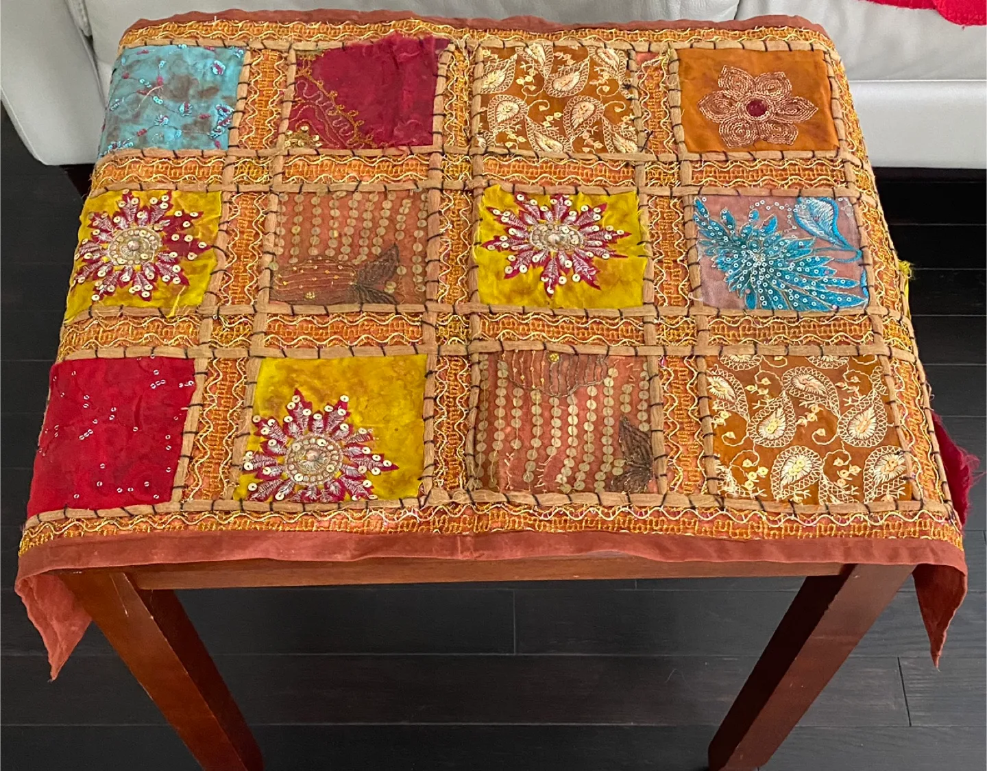 Boho Style Footstool Ottoman runner for table. thumbnail