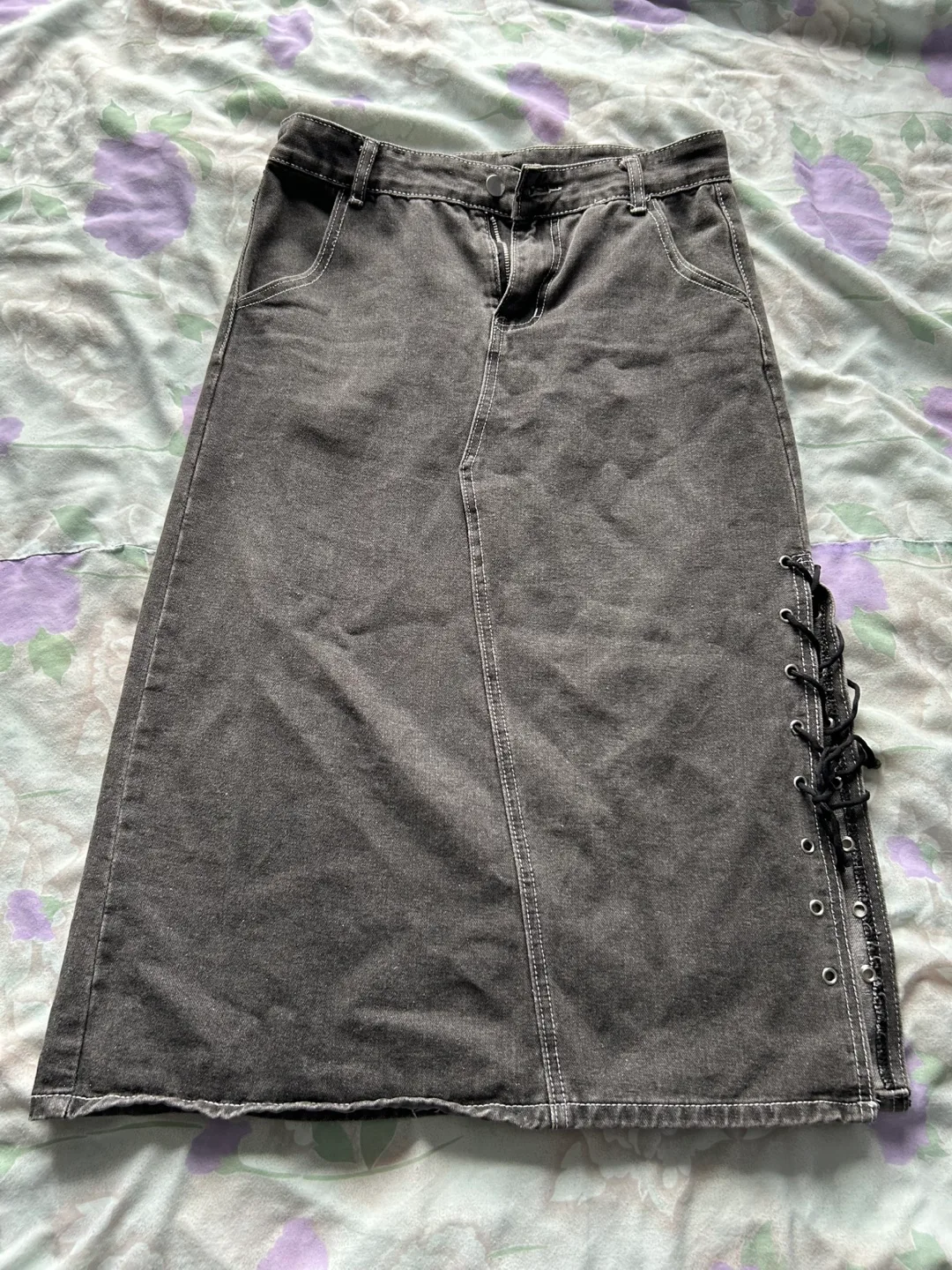 Grey Denim Skirt thumbnail