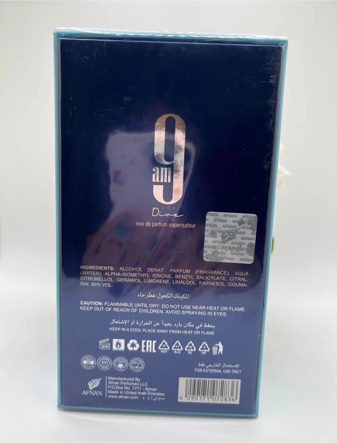 Afnan 9 AM Dive Eau De  Men's Parfum 100ml - New and Sealed image indicator(4)