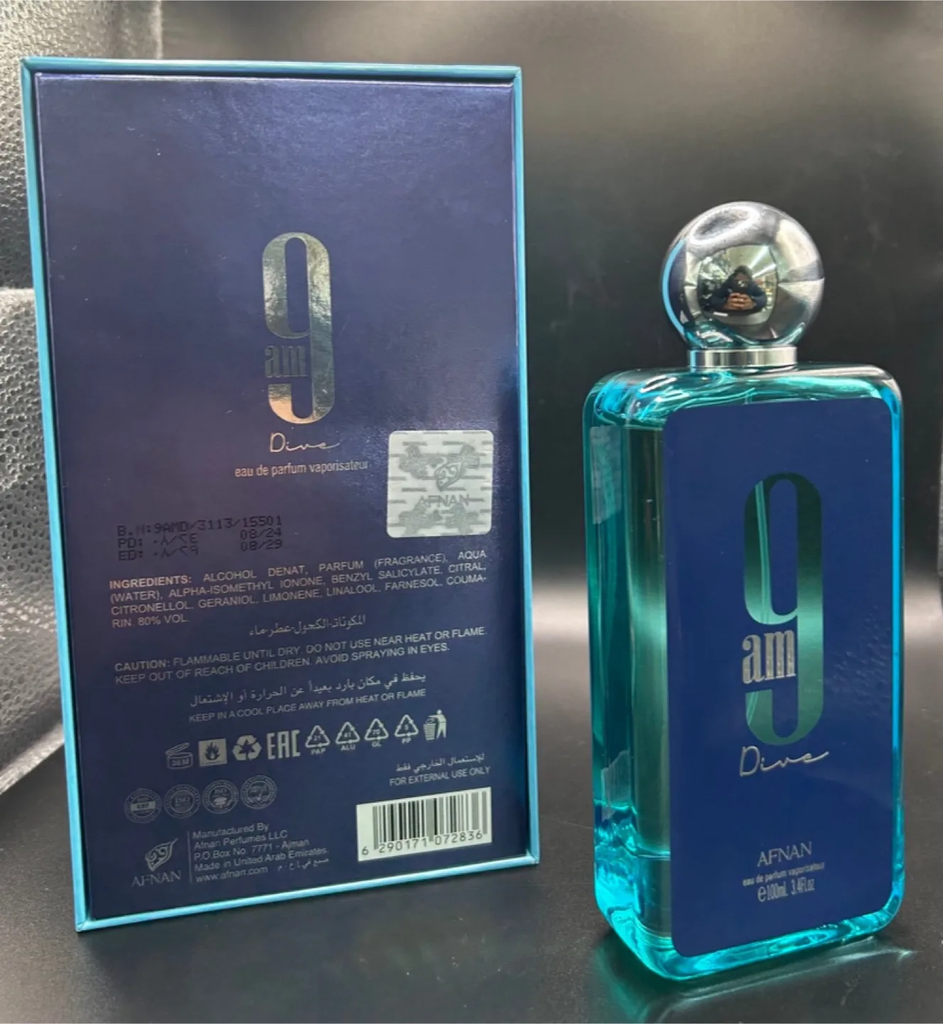 Afnan 9 AM Dive Eau De  Men's Parfum 100ml - New and Sealed image indicator(3)