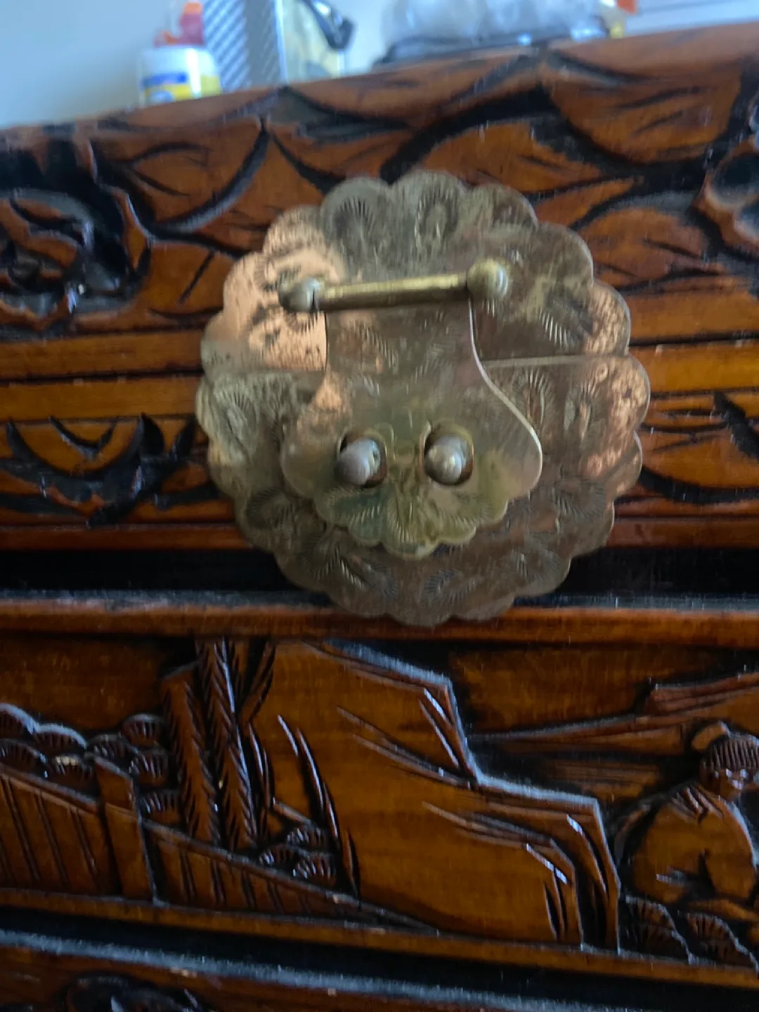 Antique Carved Wooden Chest image indicator(4)