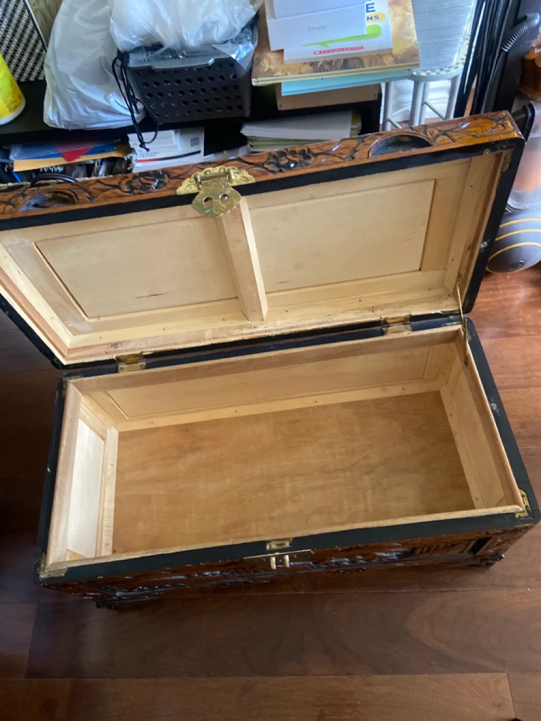 Antique Carved Wooden Chest image indicator(5)