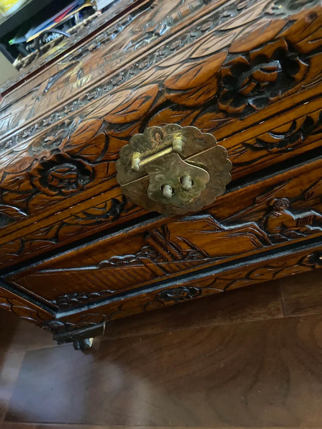 Antique Carved Wooden Chest image indicator(3)