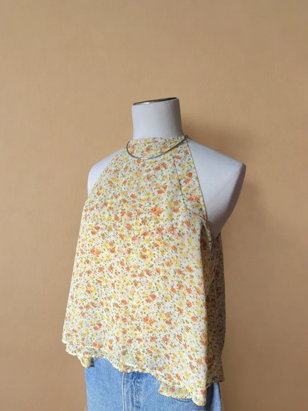 Zara Yellow Floral Halter Top thumbnail