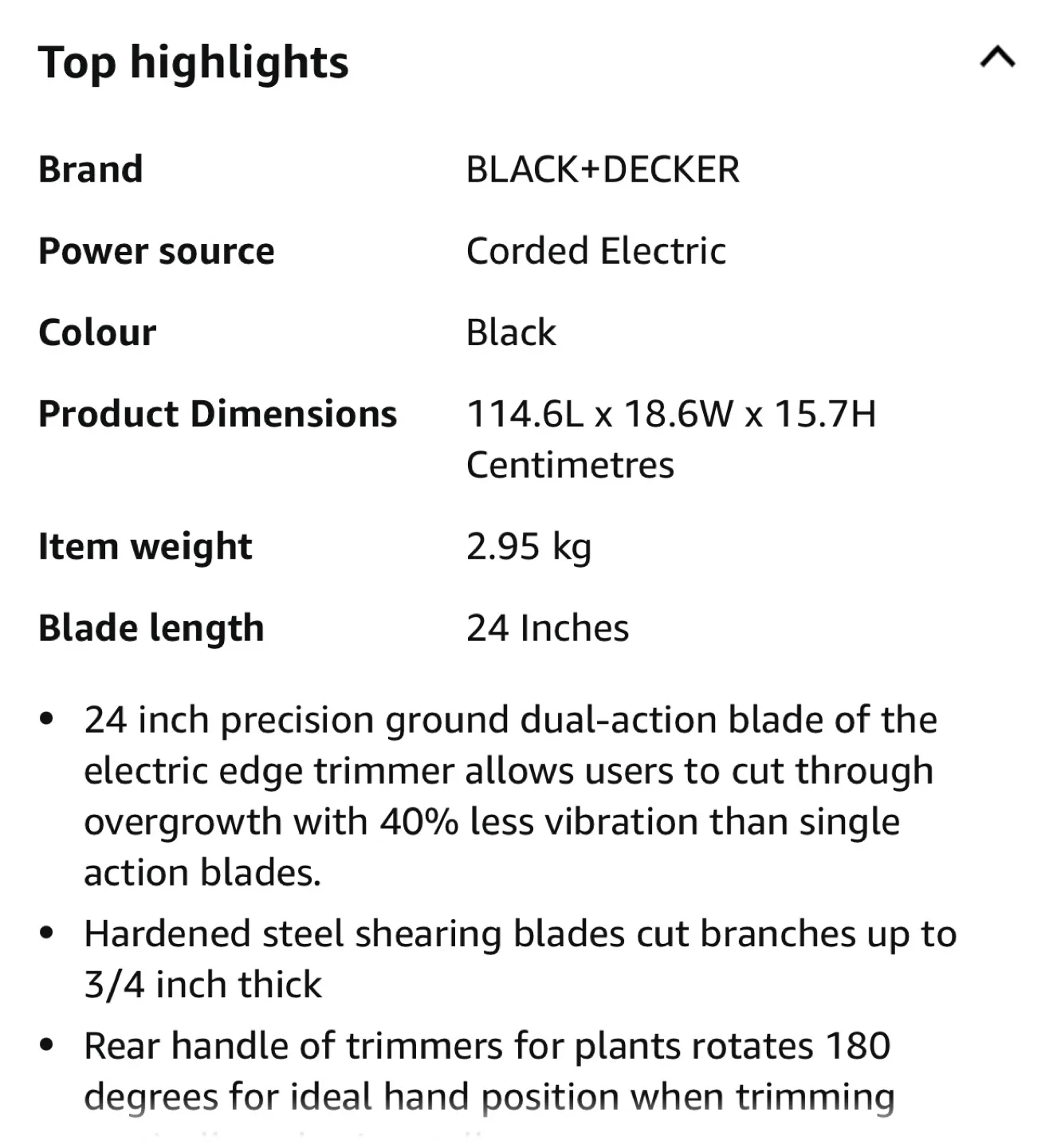 Black+Decker 24-Inch Electric Hedge Trimmer with Rotating Handle image indicator(3)