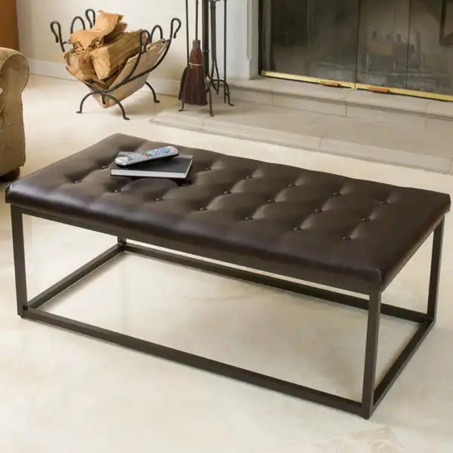 Brown Tufted Ottoman Bench thumbnail