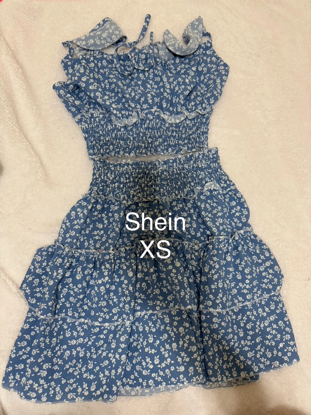 Shein XS Blue Floral Two-Piece Set thumbnail