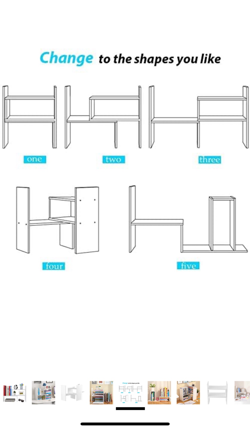 White Desktop Bookshelf Organizer - photo 2