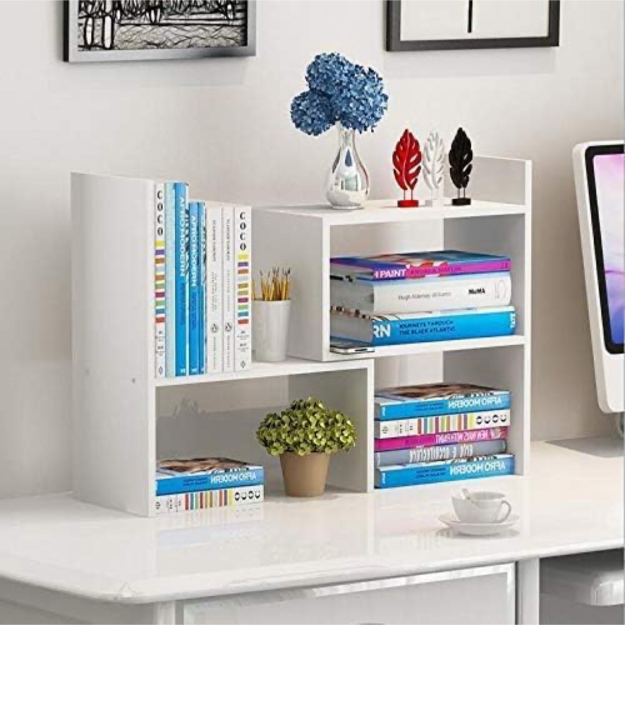 White Desktop Bookshelf Organizer