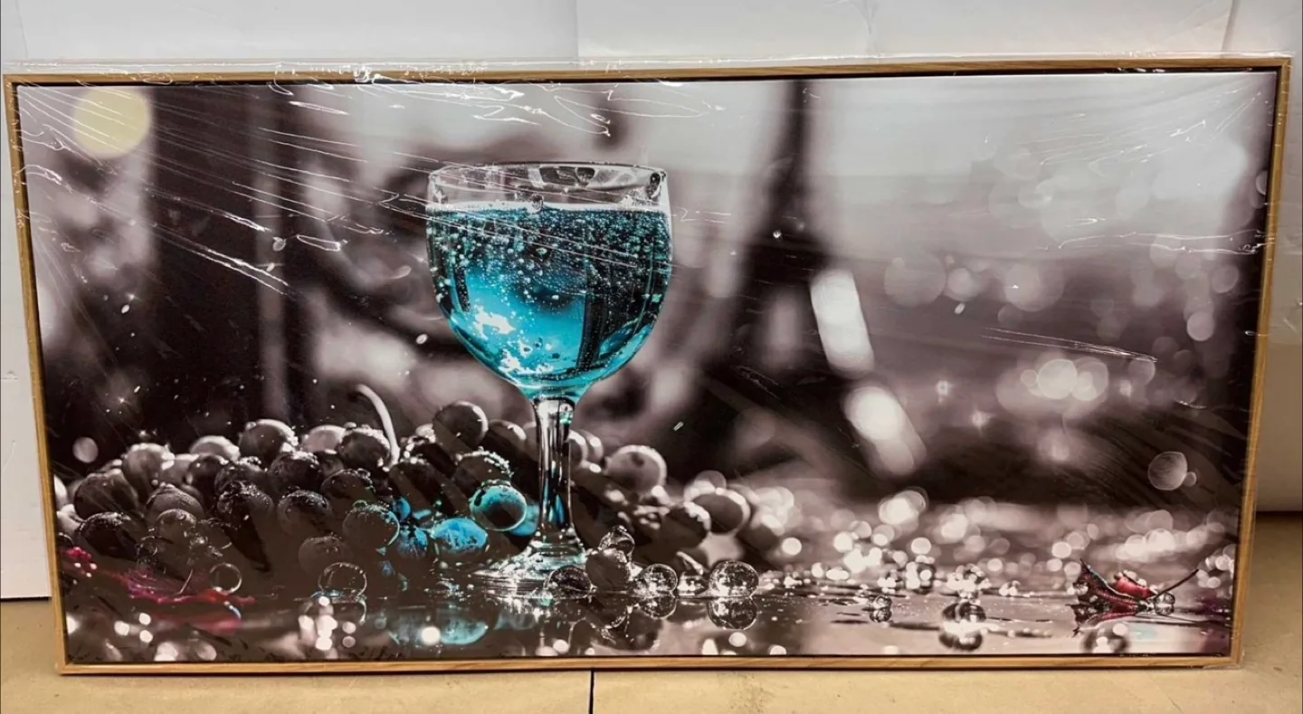Framed Blue Wine Canvas Wall Art (20”H x 40”W) thumbnail