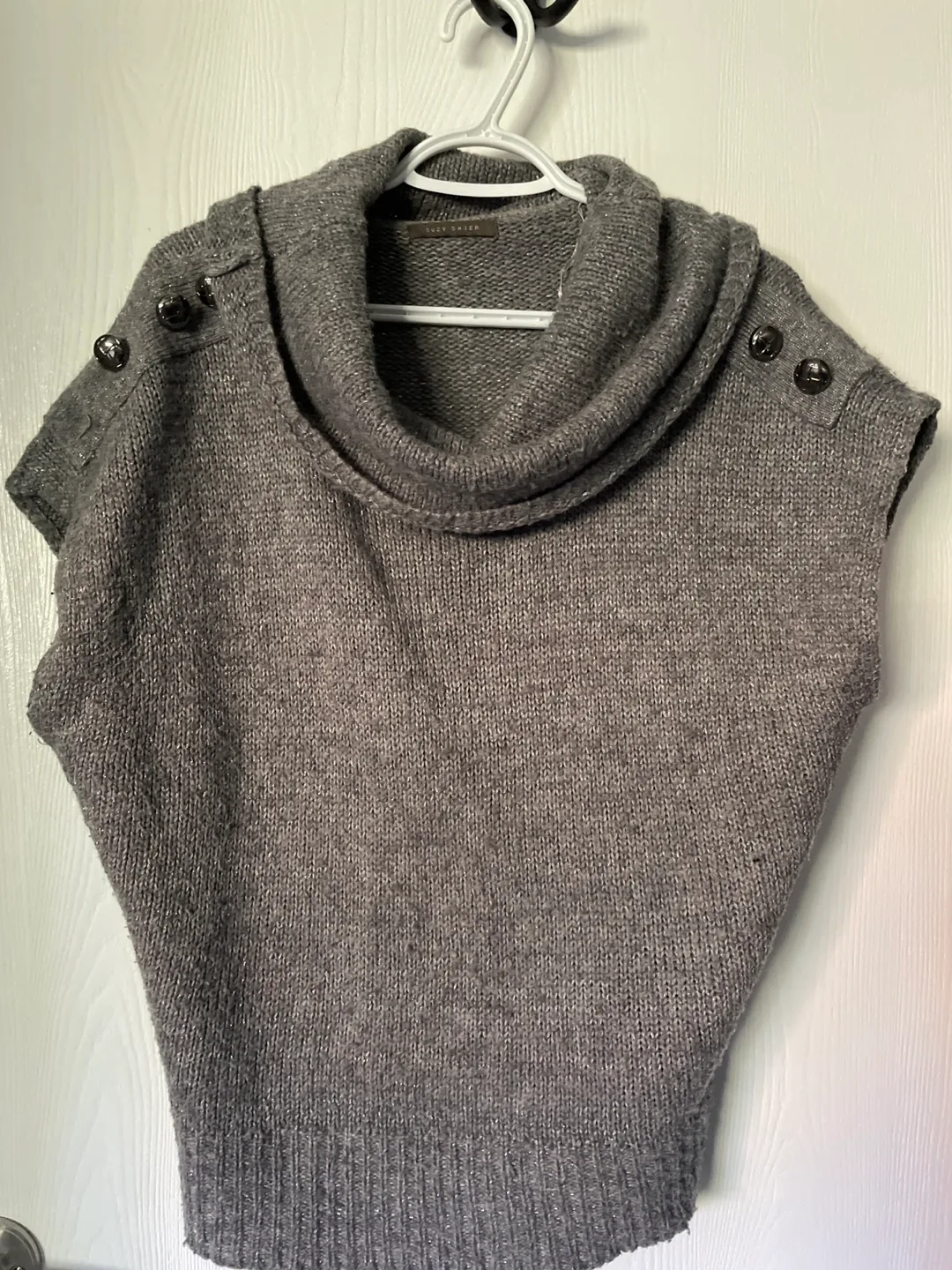 Suzy Shier Grey Knit Cowl Neck Top thumbnail