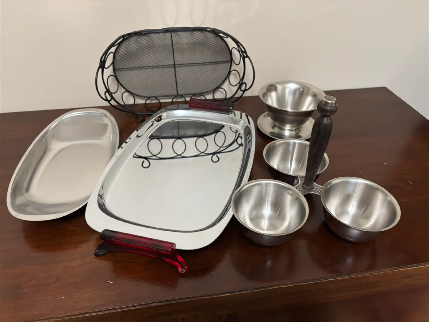 Vintage Stainless Steel Serving Set thumbnail