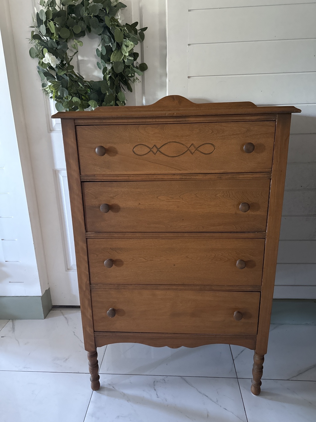 Vintage Wooden 4-Drawer Dresser