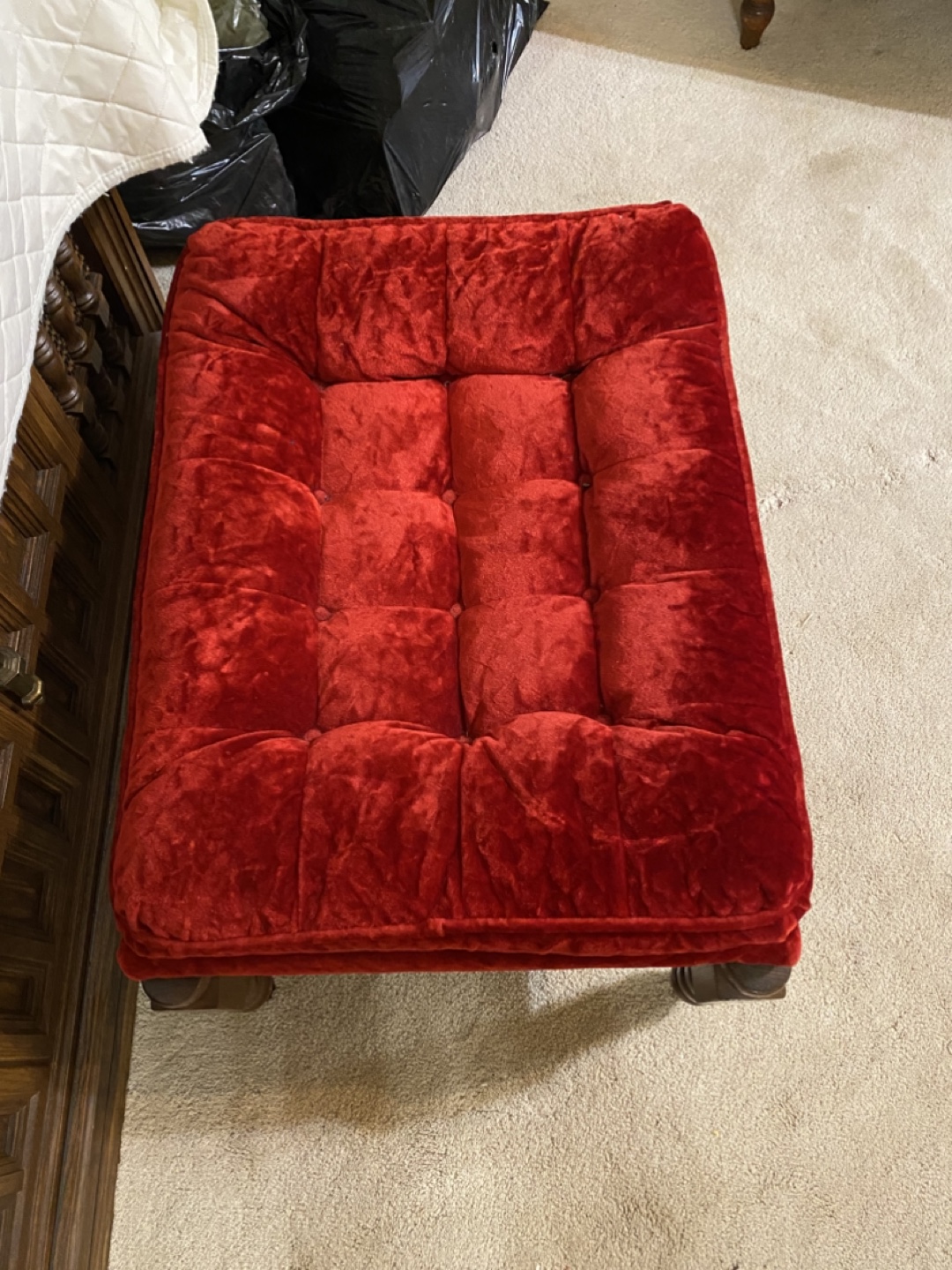 Red Velvet Ottoman