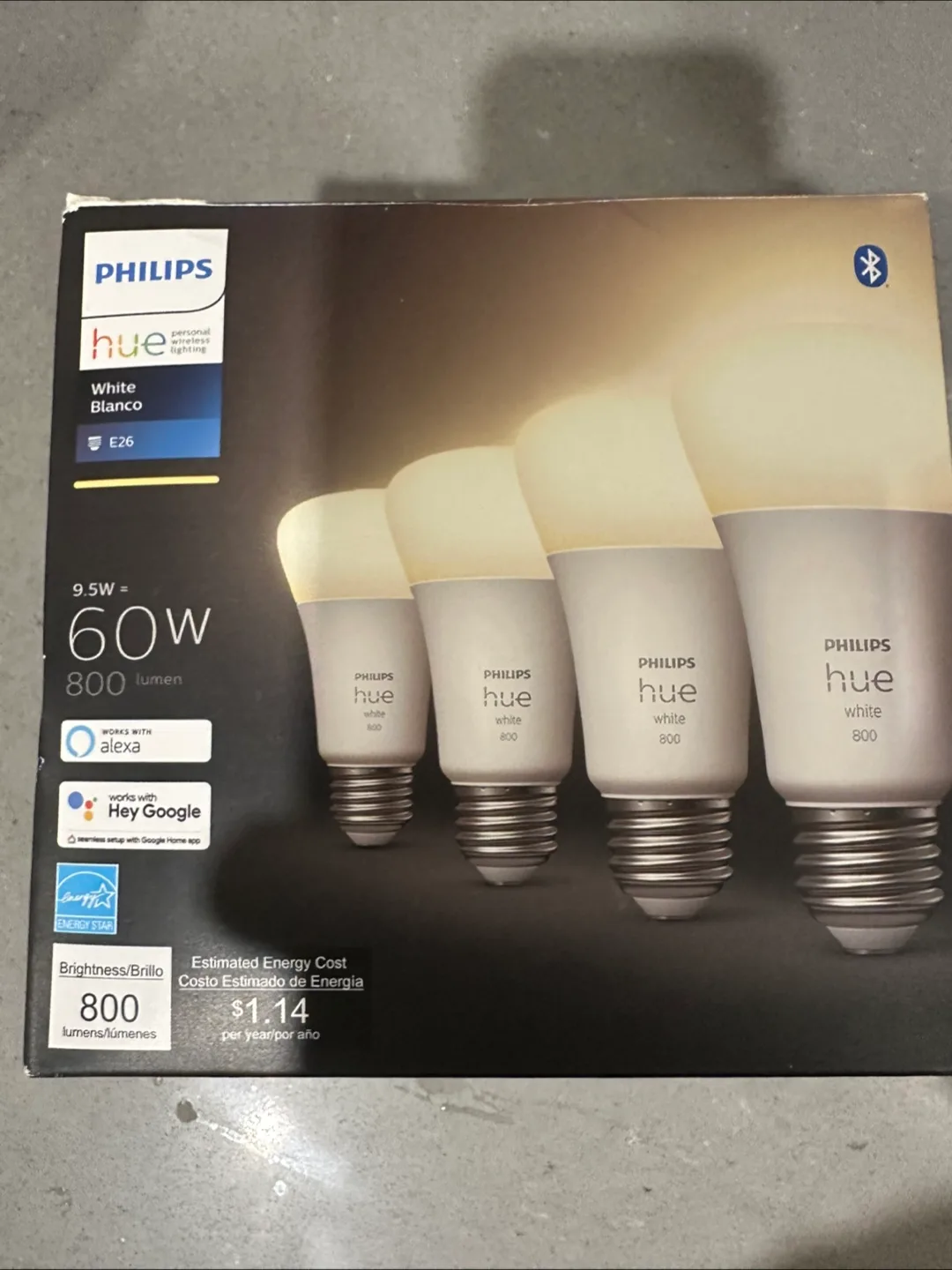 Philips Hue White A19 60W 4-Pack - New thumbnail