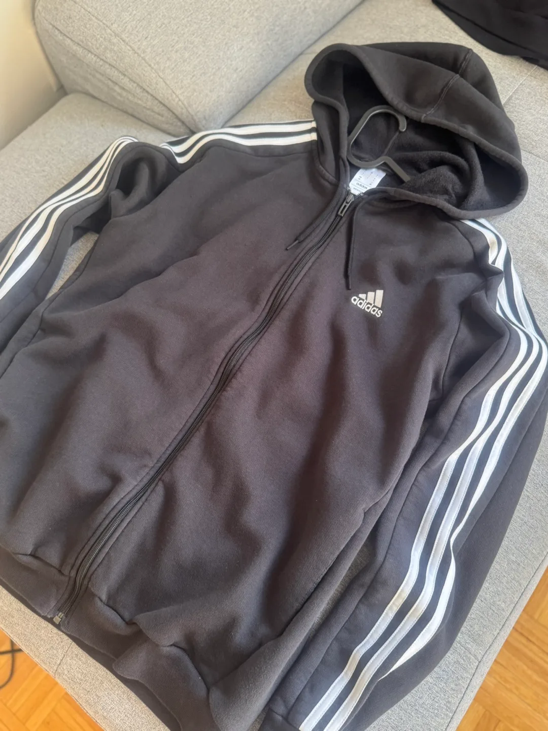 Adidas Black Full Zip Hoodie - Size L thumbnail