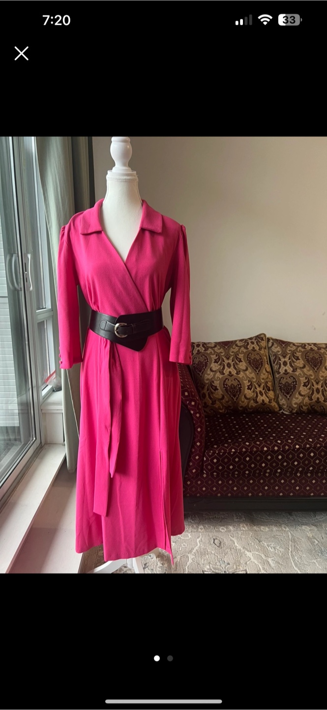 Pink Wrap Dress with Belt