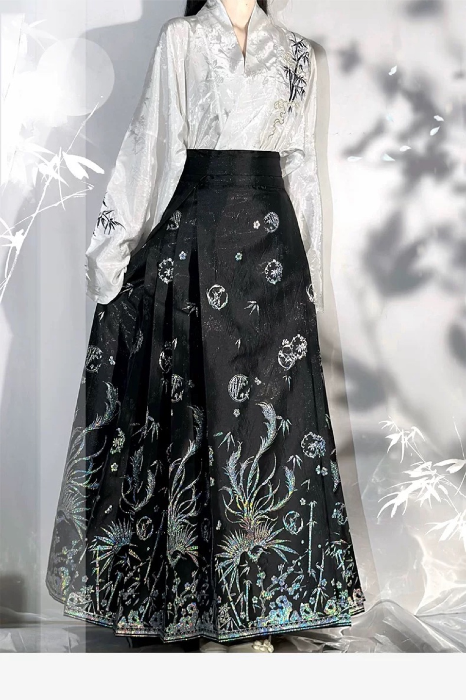 Black Patterned Maxi Skirt