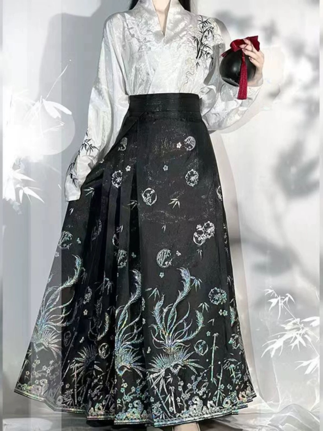 Black Patterned Maxi Skirt - photo 2