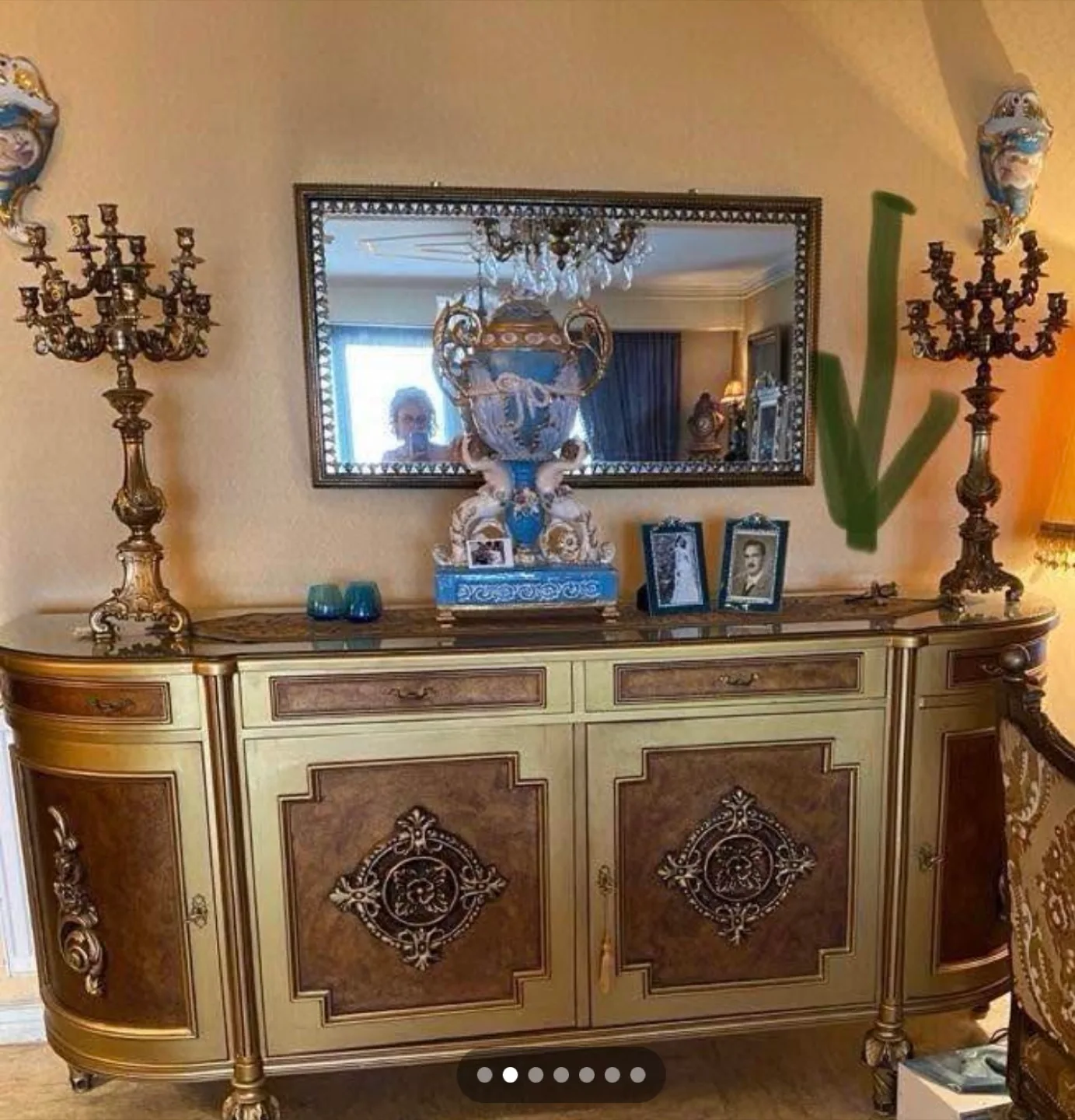 Antique Gold & Brown Ornate Buffet thumbnail