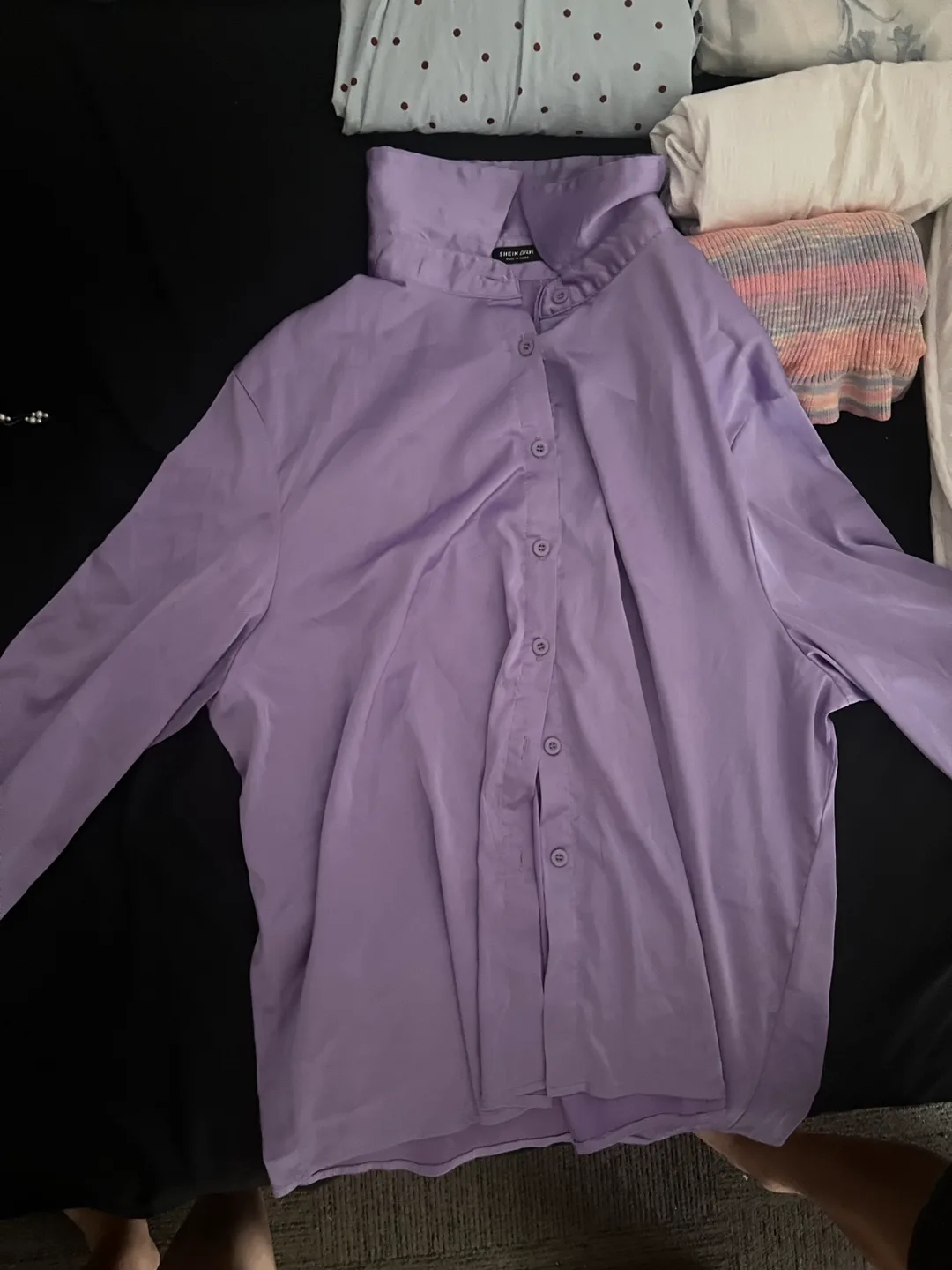 SHEIN Purple Button-Up Shirt thumbnail