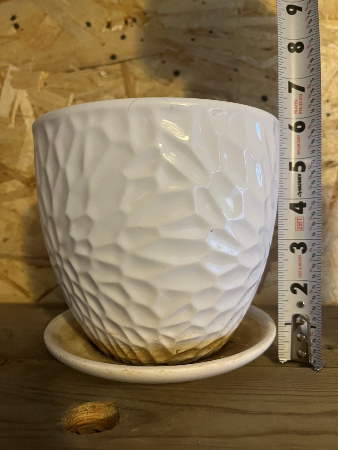 White Ceramic Plant Pot with Tray-6x6 inches - photo 2