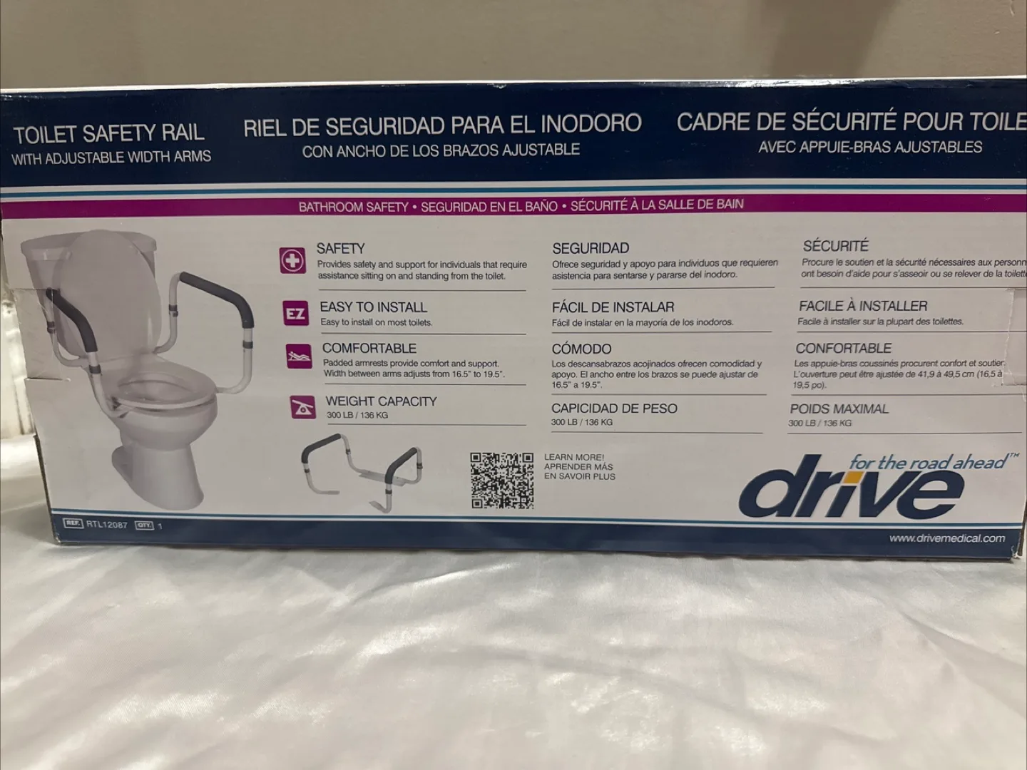 Drive Toilet Safety Rail with Adjustable Width Arms image indicator(2)