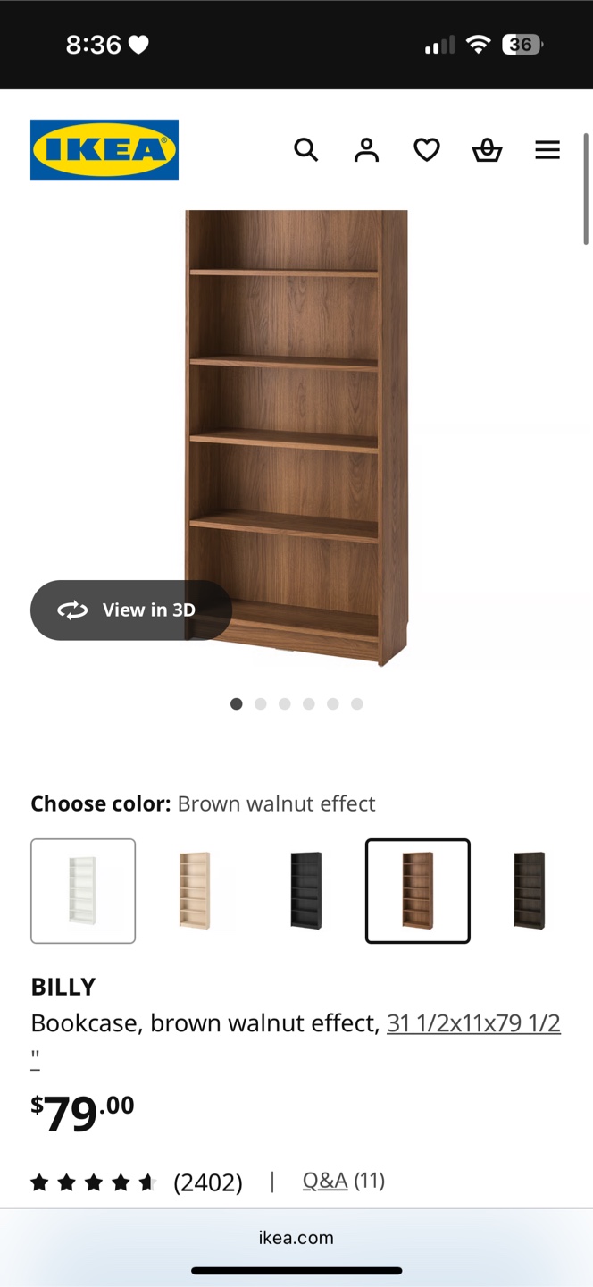 IKEA BILLY Bookcase, Brown Walnut Effect - photo 2