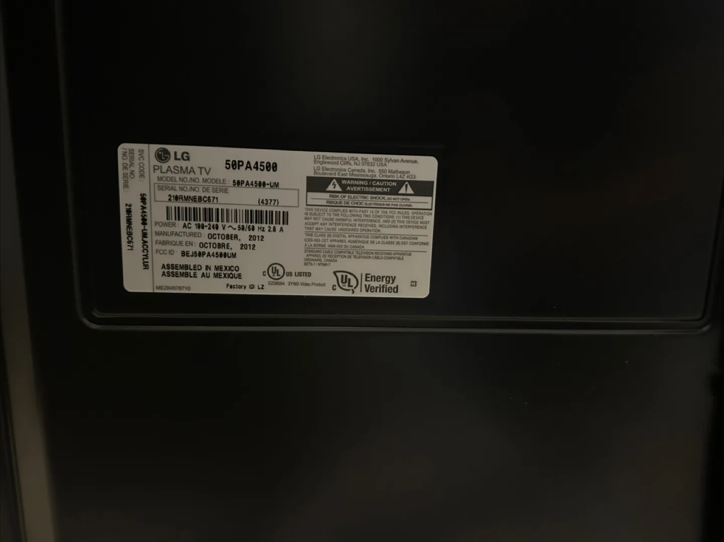 LG 50PA4500 50-inch TV image indicator(3)