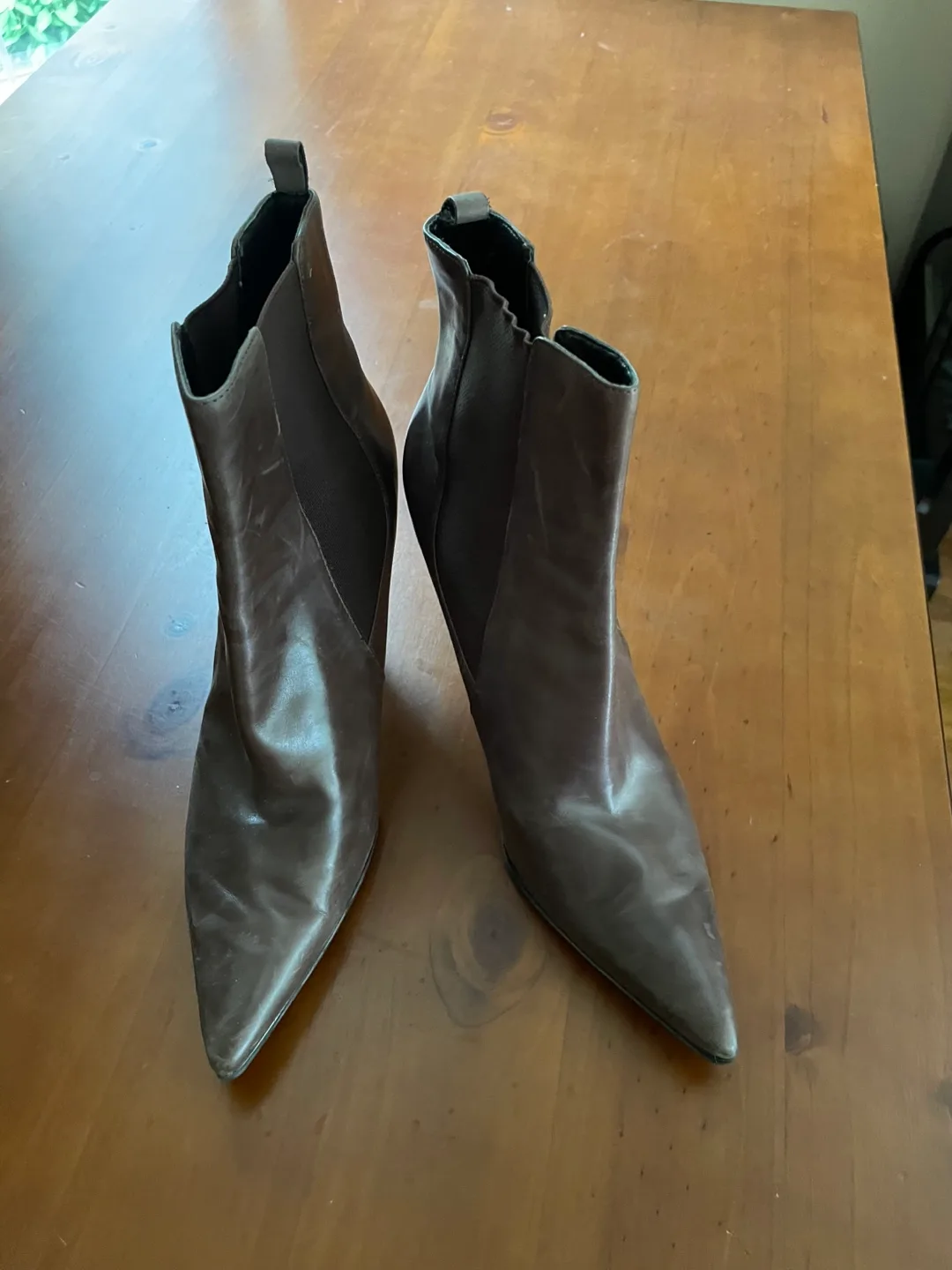 Brown Leather Heeled Ankle Boots, Size 7 thumbnail