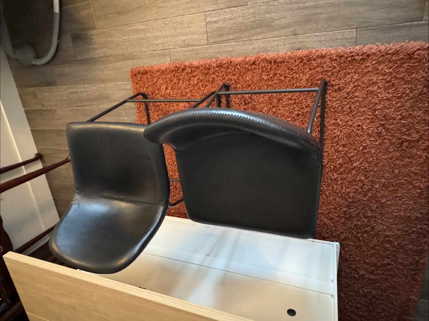 Set of 2 Black Leather Bar Stools - photo 5