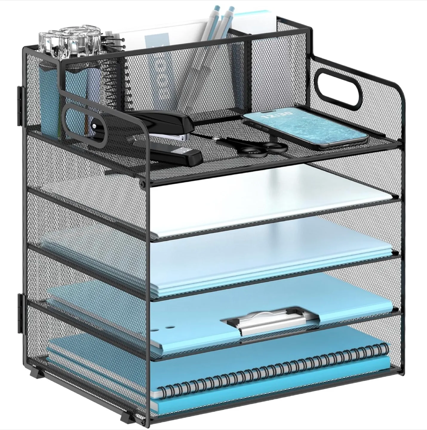 5-Tier Black Metal Mesh Desk Organizer thumbnail