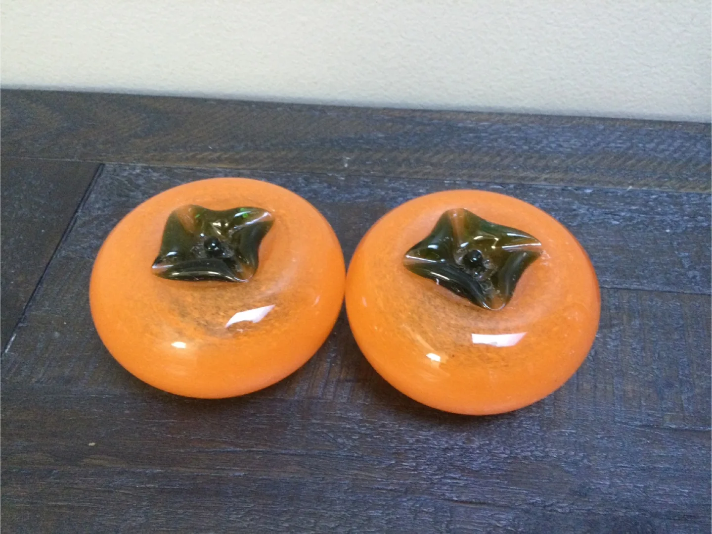 🇨🇦 Pair of Glass Persimmon Figurines thumbnail