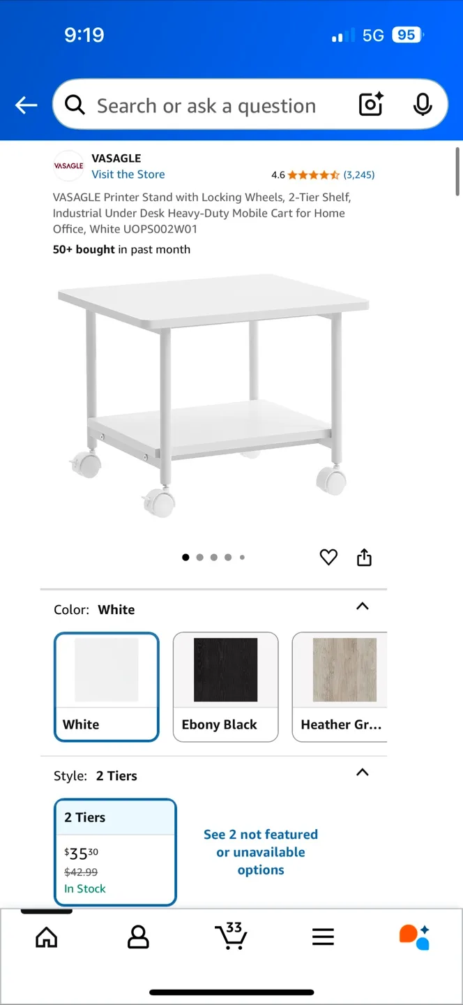 Printer stand(mini table) with Locking Wheels thumbnail