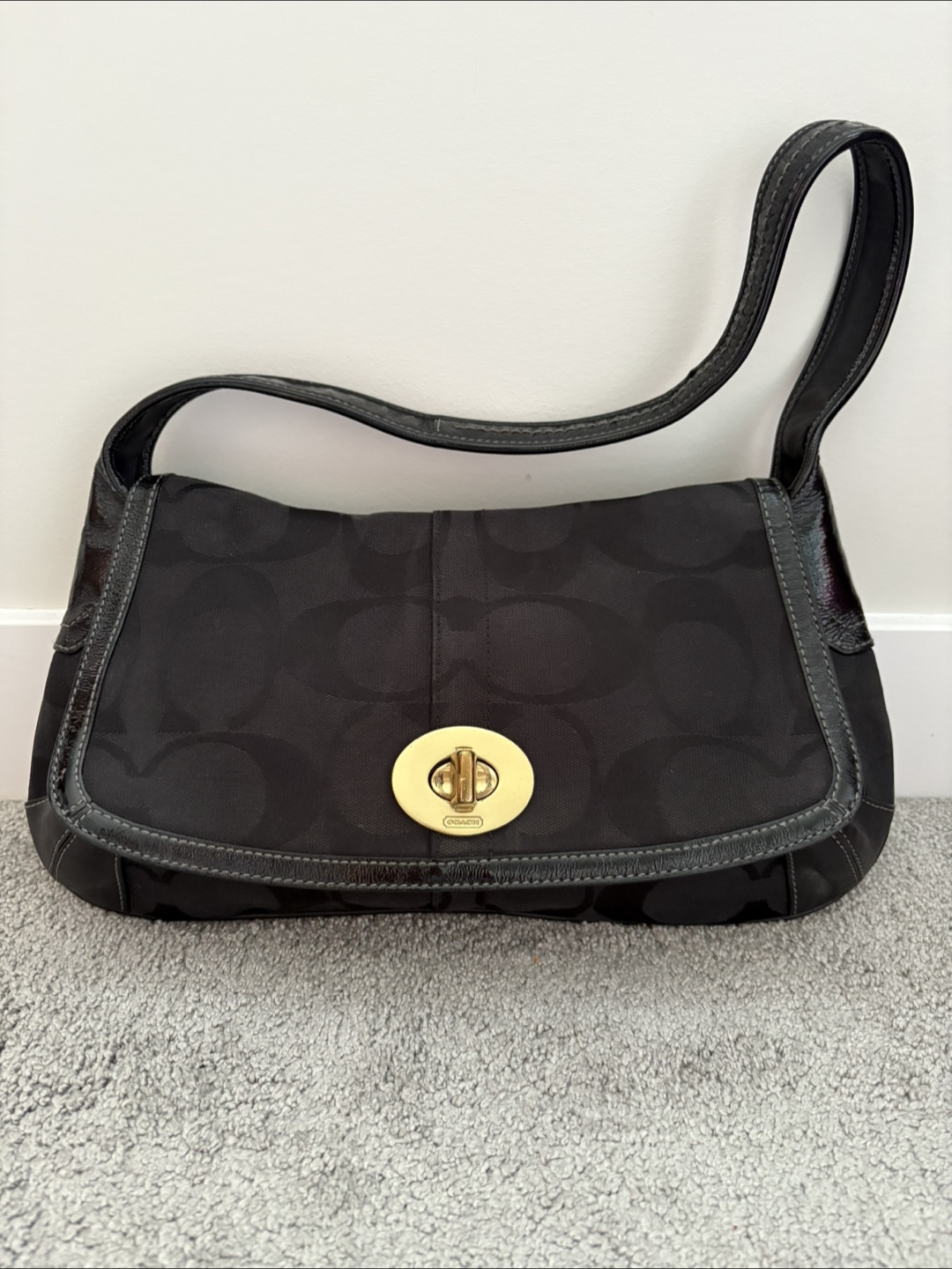 Coach Black Signature Hobo Bag