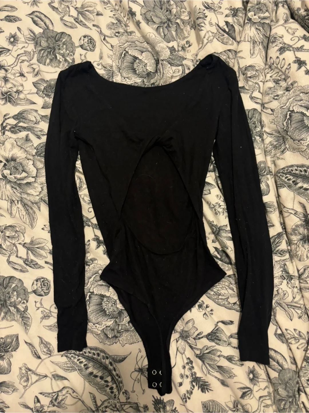 Black Long Sleeve Bodysuit Open Back XXS thumbnail