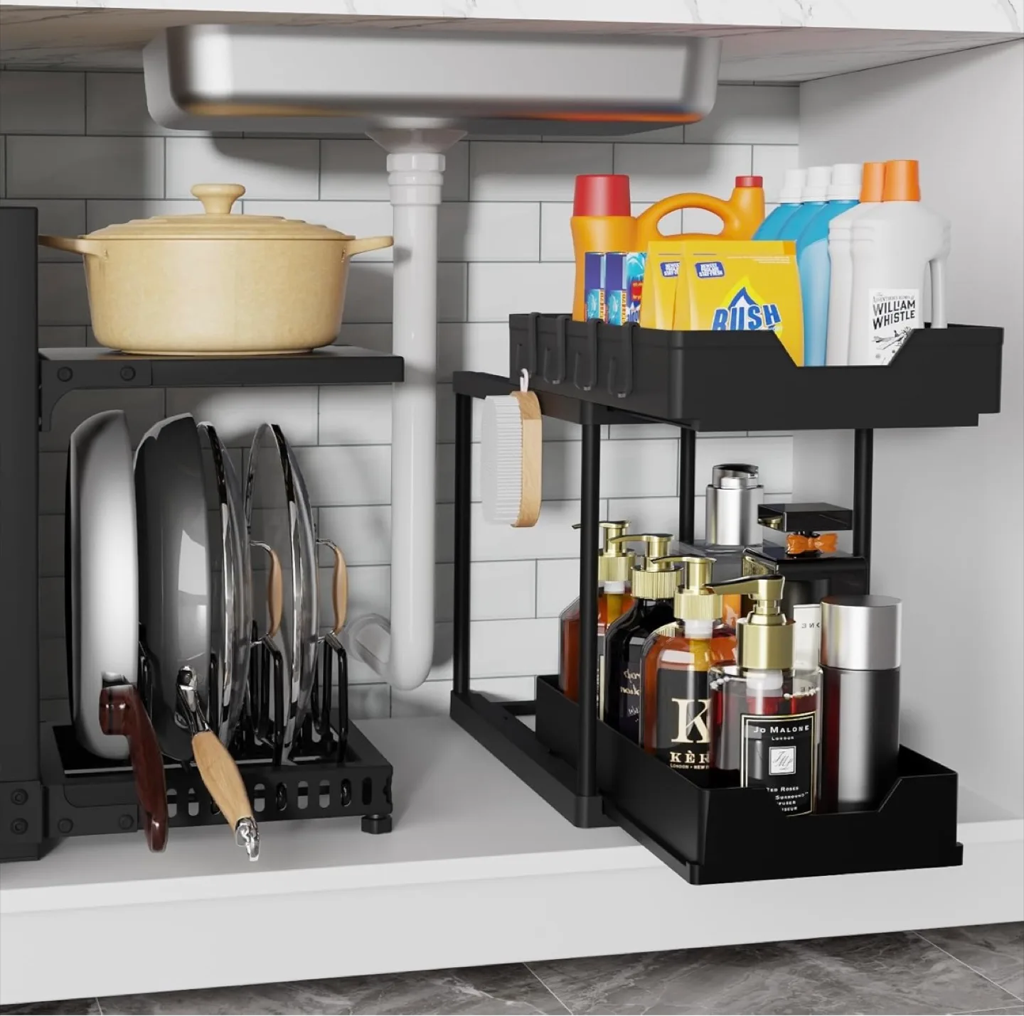 Under Sink Organizer & Pan Organizer Rack - Black thumbnail