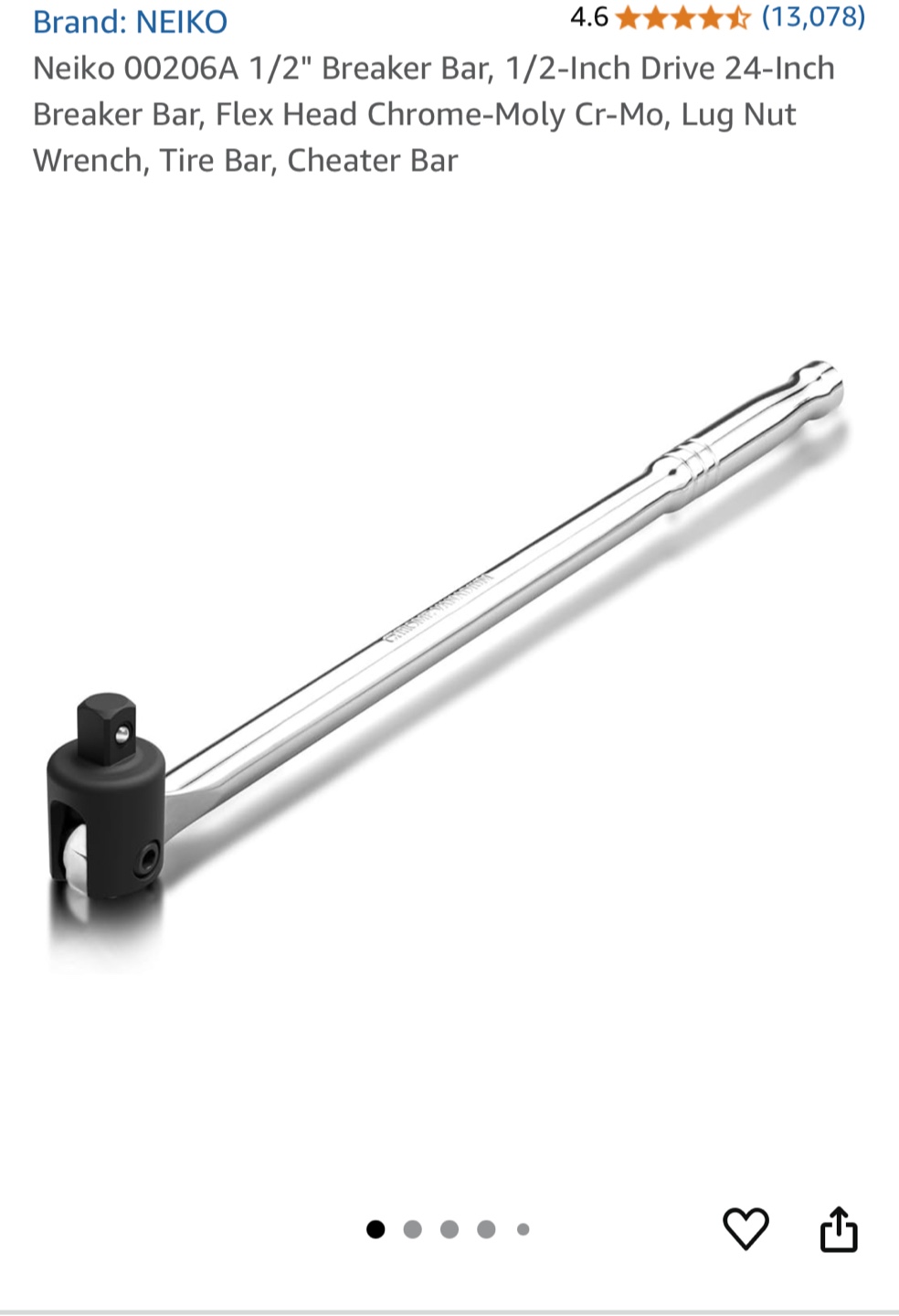 NEIKO 00206A Breaker Bar - 1/2-Inch Drive, 24-Inch