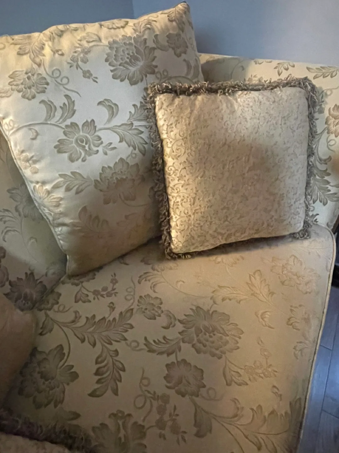 Floral Patterned Chaise Lounge and matching couch with Pillows thumbnail