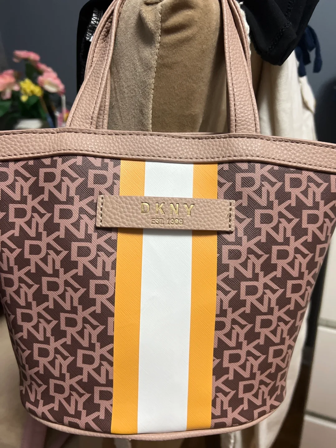 DKNY Brown & Beige Tote Bag thumbnail