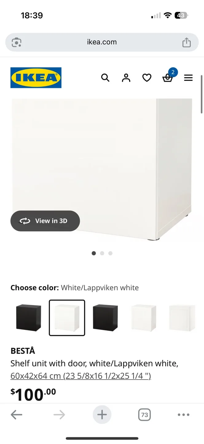 IKEA BESTÅ Shelf Unit without Door - White thumbnail