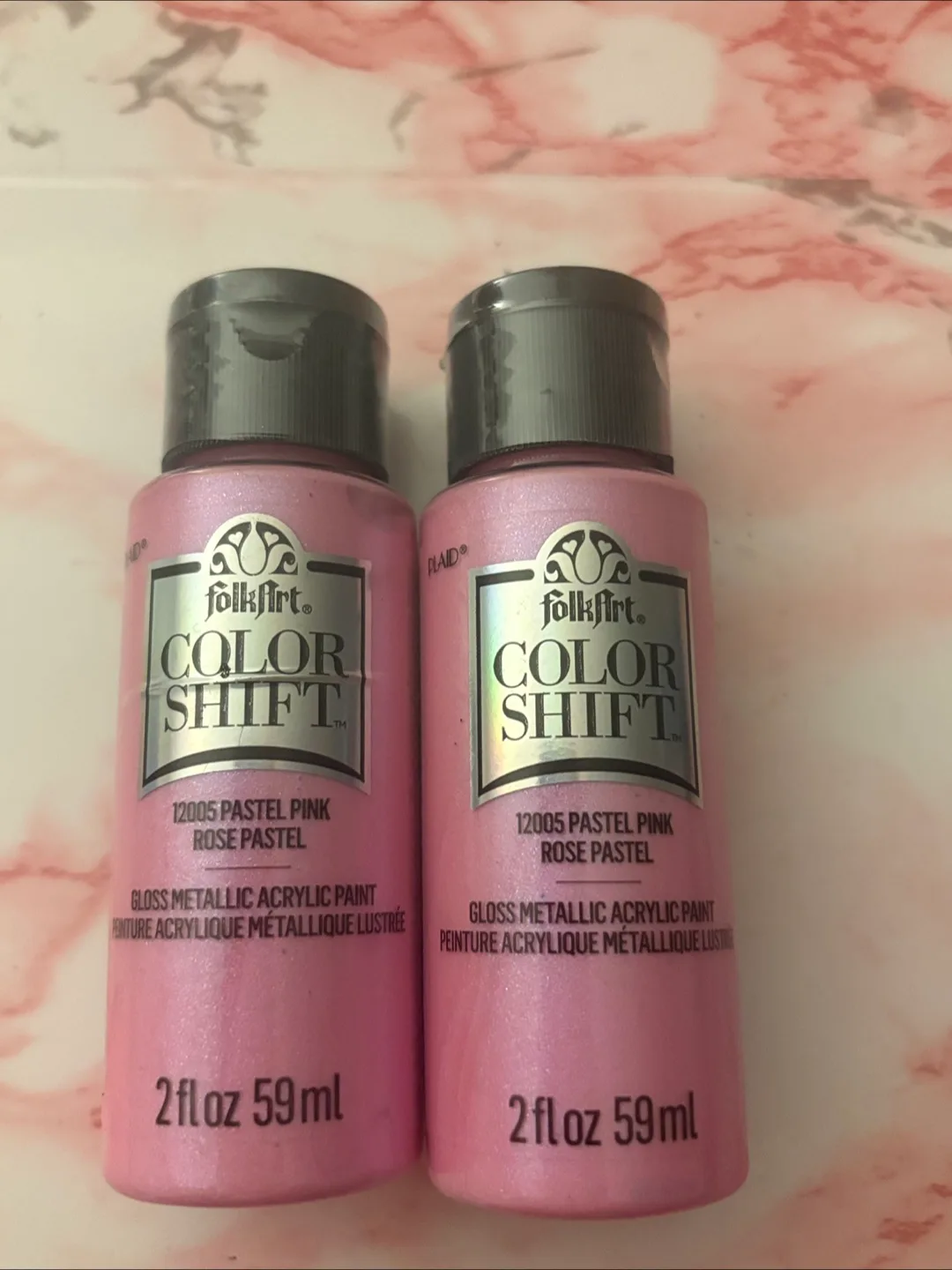 Pink FolkArt Color Shift Acrylic Paint, Glitter and Sanding disk image indicator(3)