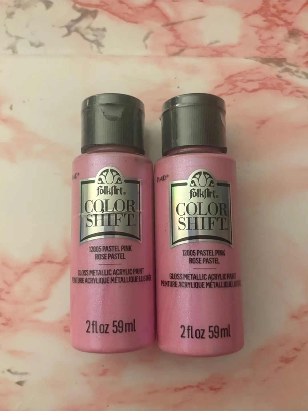 Pink FolkArt Color Shift Acrylic Paint, Glitter and Sanding disk image indicator(2)