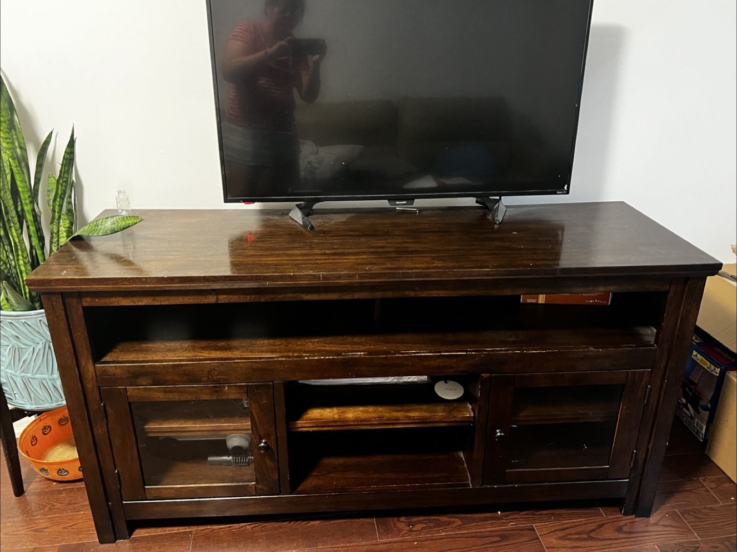 Dark Brown Wood TV Stand